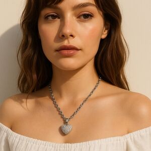 Vintage Christian Dior "Oui" Heart Charm Necklace